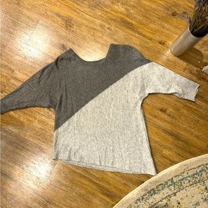 Market & Spruce, two-tone gray asymmetric sweater.